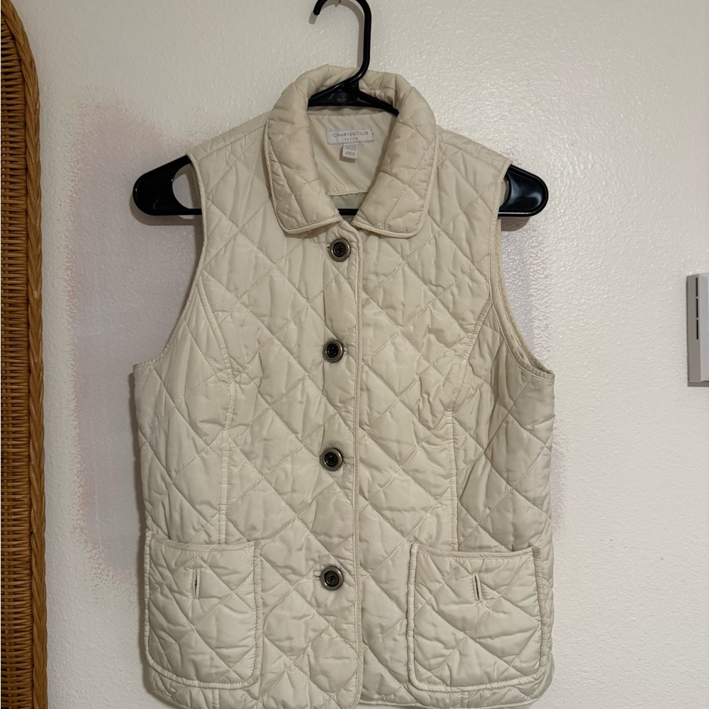 Charter Club Quilted Beige Vest